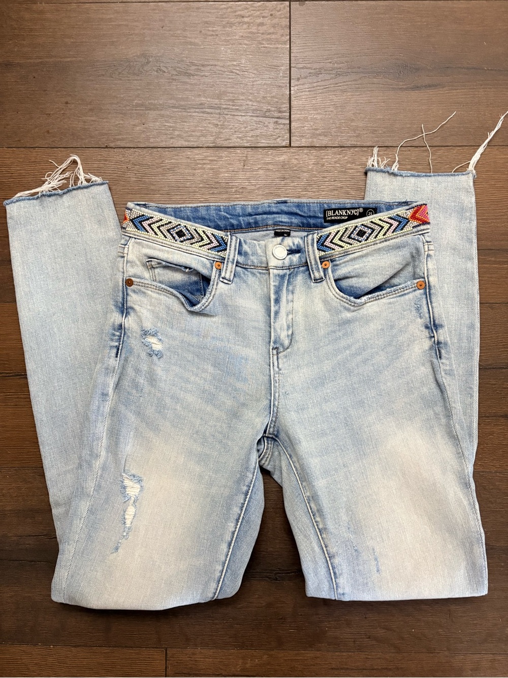 BlankNYC The Reade Crop Skinny Bead Detail Jeans Size 25